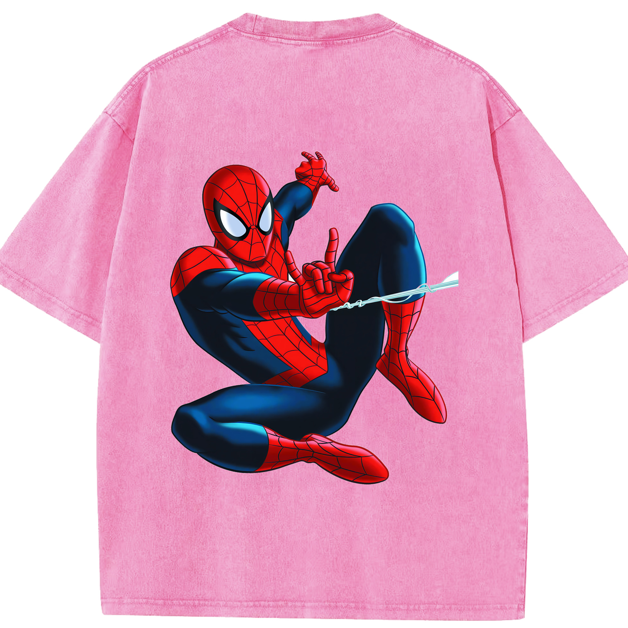 （画像用） Spider Man スパイダーマン 綿100% ヴィンテージ風 半袖Tシャツ（背面プリント）
